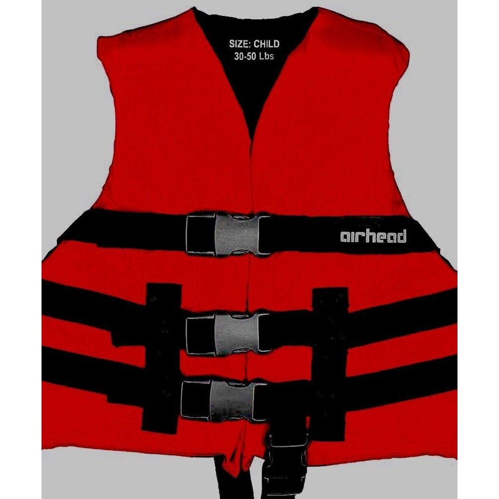 AIRHEAD General Boating Life Jacket Vest Child Chest Size 22"- 25" 33-55 Lbs Red